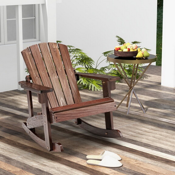 Costway Outdoor Wooden Kid Adirondack Rocking Chai...