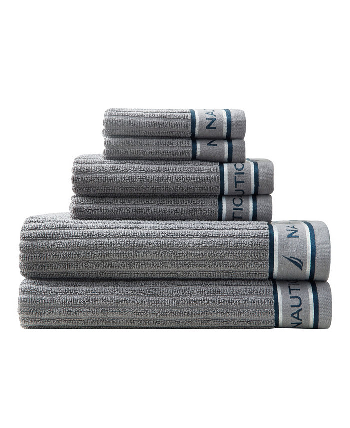 Nautica Signature Solid Cotton Terry 6 Piece Towel Set