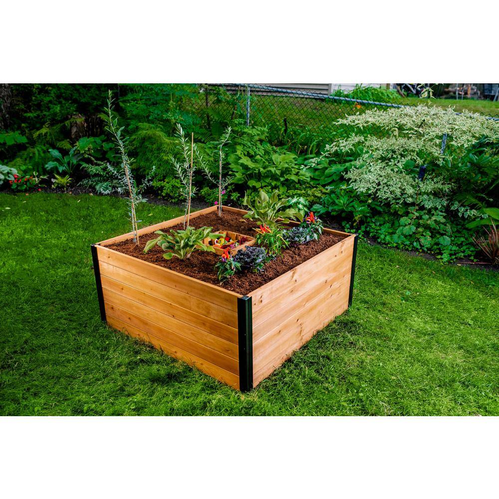 VITA Mezza 48 in. x 48 in. x 22 in. Golden Brown Wood Raised Composting Garden VT17701