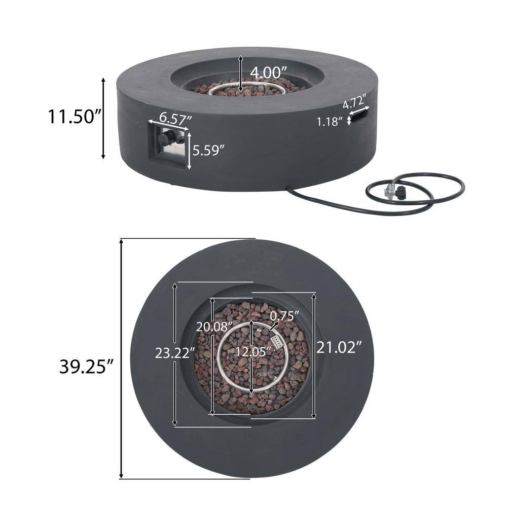 Noble House Aidan 39 in. x 11.5 in. Circular Outdoor Gas Fire Pit Table with Tank Holder 11221