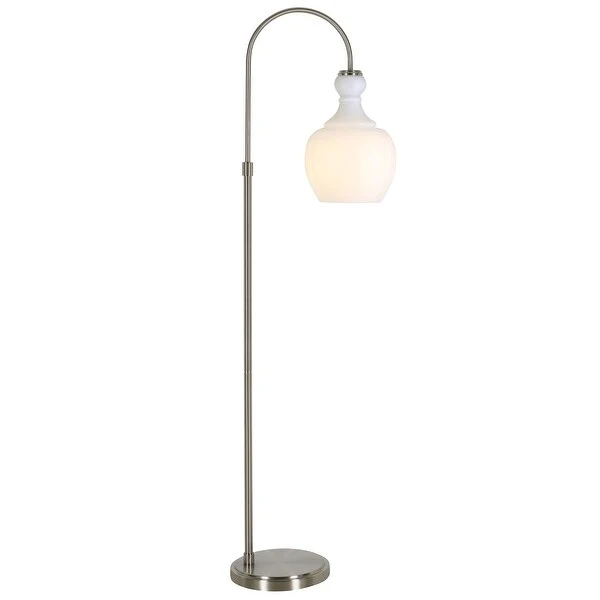 Verona Arc Floor Lamp with White Milk Glass Shade