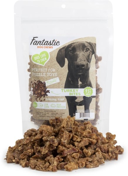 Fantastic Dog Chews 95% Turkey Bites Dog Treats， 6-oz bag