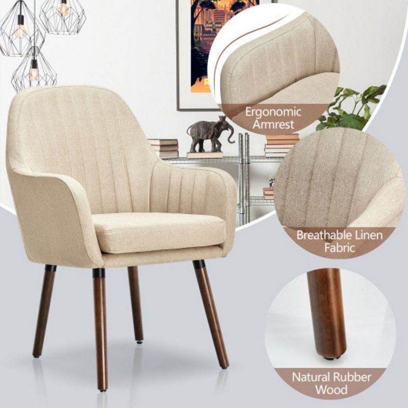 Set of 2 Accent Chairs with Wooden Legs