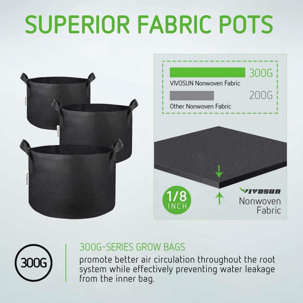 VIVOSUN 25 Gal. Black Non-Woven Aeration Fabric Plant Grow Bags with Handles (5-Pack) X001F1MWGJ