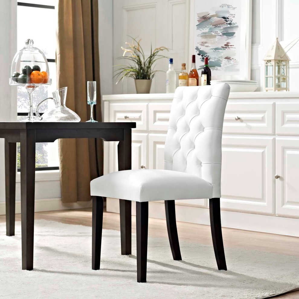 Modern Contemporary Urban Design Kitchen Room Dining Chair  Black  Faux Leather   Transitional   Dining Chairs   by House Bound  Houzz