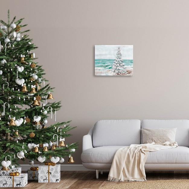 Stupell Industries Snowy Christmas Tree Beach Shore Canvas Wall Art