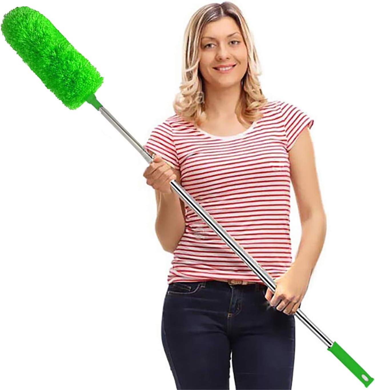 DELUX Microfiber Extendable Feather Duster with 100 inches Extra Long Pole, Bendable Head & Long Handle Dusters for Cleaning Ceiling Fan, High Ceiling, Blinds, Furniture & Cars