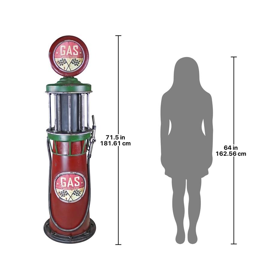Design Toscano Service Station Visible Gas Pump Metal Sculpture
