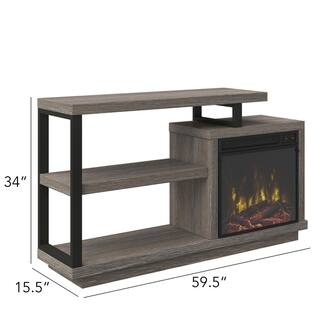 Twin Star Home 59.5 in. Freestanding Wooden Electric Fireplace TV Stand in Colton Oak 117840