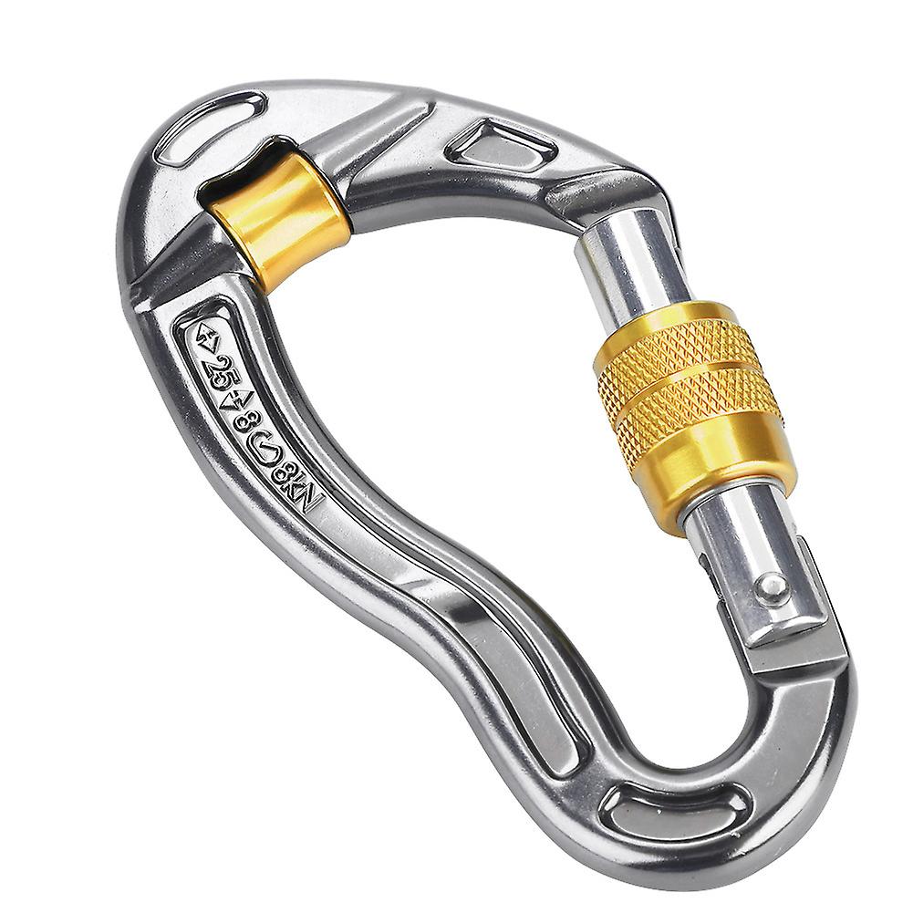 25kn Carabiner Screw Locking Hook For Rock Climbing Mountaineering Rescue Equipment(yellow)