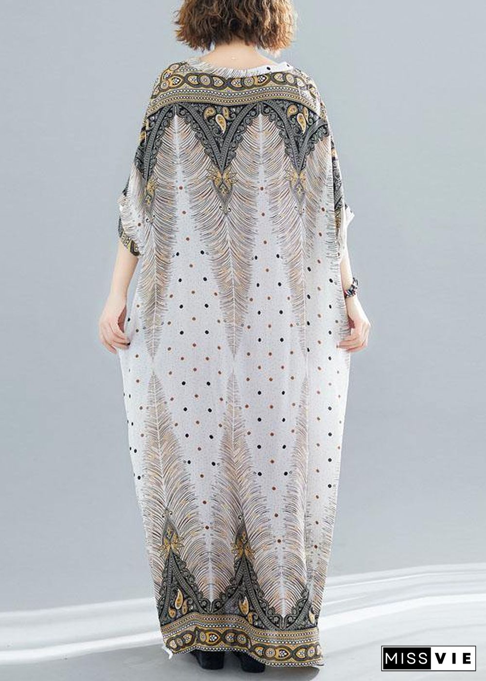 Vivid prints v neck cotton Long Shirts Batwing Sleeve Maxi summer Dress