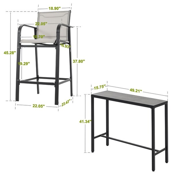 Nuu Garden Outdoor 3Piece Textilene Bar Set