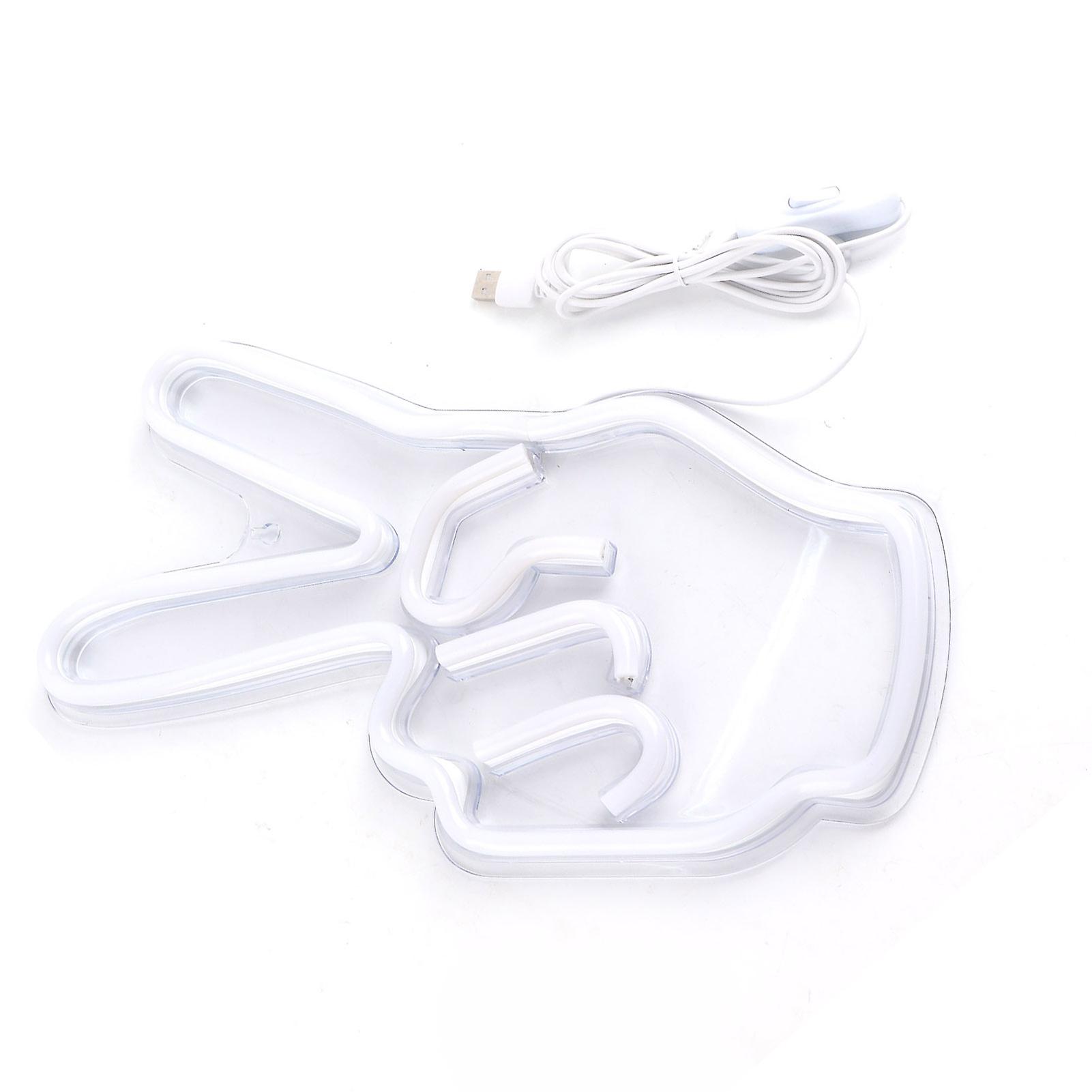 Neon Sign Light Innovative Victory Gesture Decorative Lamp Usb Powered For Bedroom Cabinet Shelf