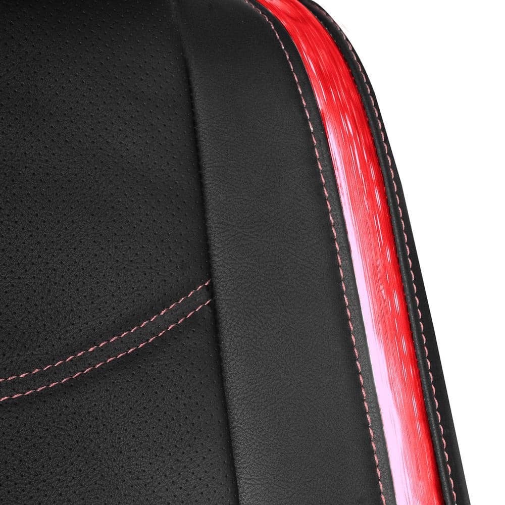 FH Group Galaxy13 Metallic Striped Deluxe Leatherette 47 in. x 23 in. x 1 in. Full Set Seat Covers DMPU013115RED