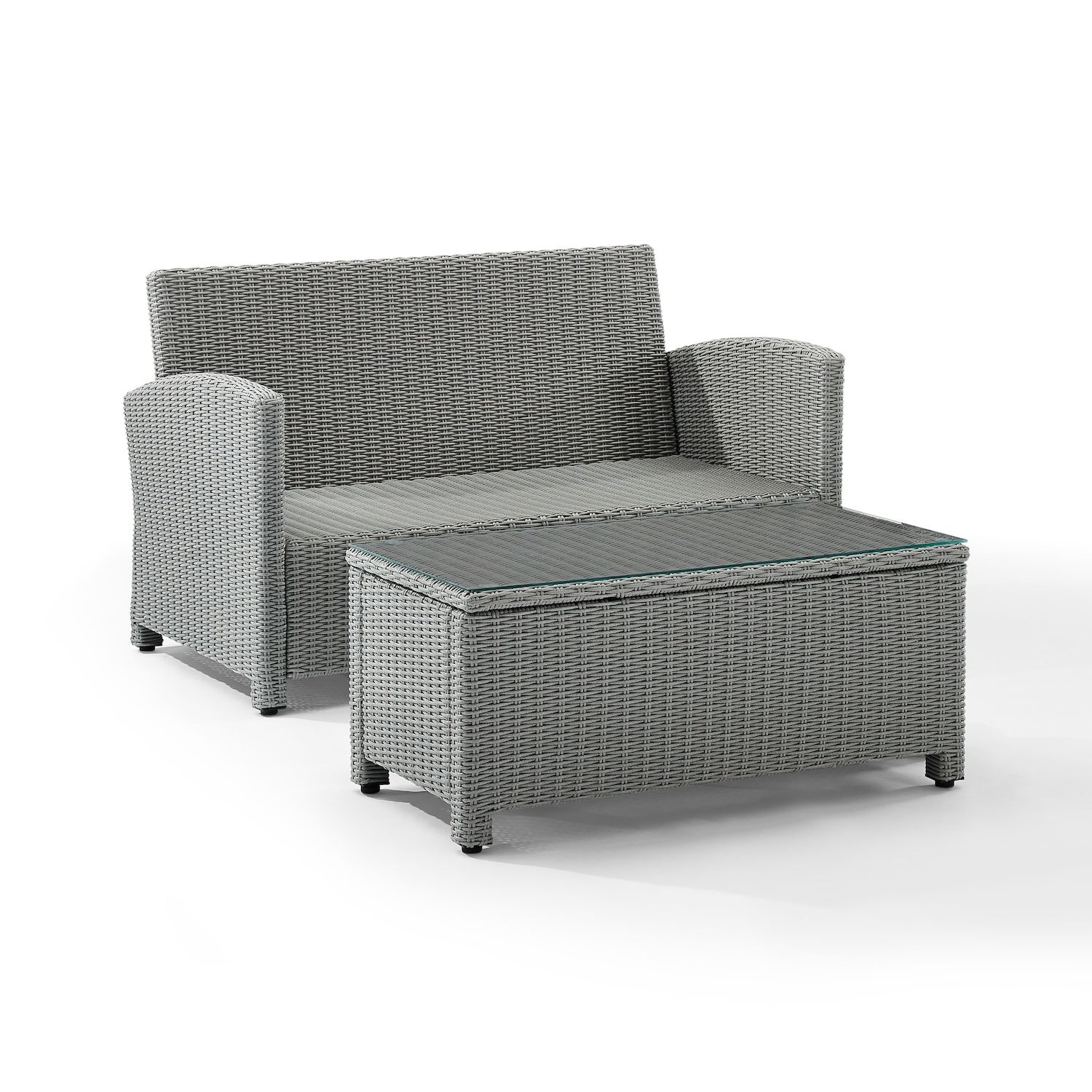 Crosley Bradenton Wicker Loveseat and Coffee Table 2-piece Set