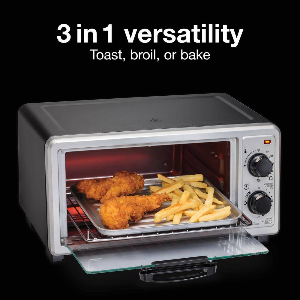 Proctor Silex 1100-Watt 4-Slice Black Toaster Oven Broiler 31260