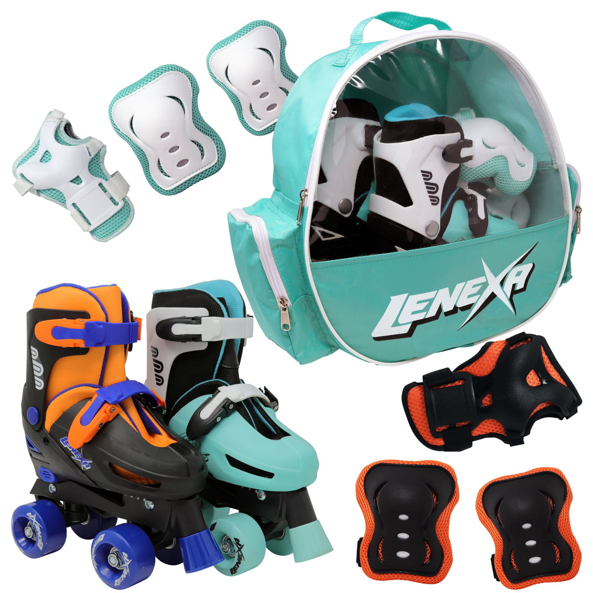 Lenexa Go-Gro Adjustable Skate Combo for Girls and Boys - Kids Roller Skates with Bag， Knee Pads， Elbow Pads and Wrist Guards