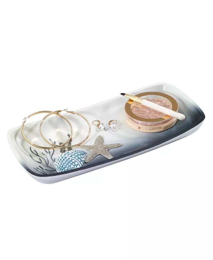 Avanti Blue Lagoon Ombre Seashells Bathroom Tray