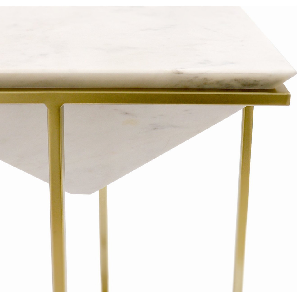 Pasargad Home Perama Marble and Stainless Steel Side Table   Contemporary   Side Tables And End Tables   by Pasargad Home  Houzz