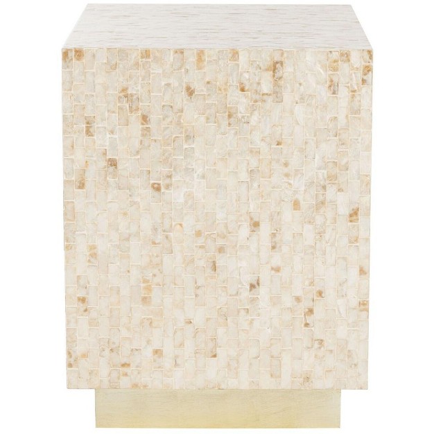 Juno Rectangle Mosaic Side Table Multi Beige gold Safavieh