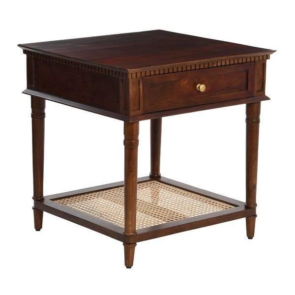 Maxwelton Acacia Wood and Cane Bed Side Table