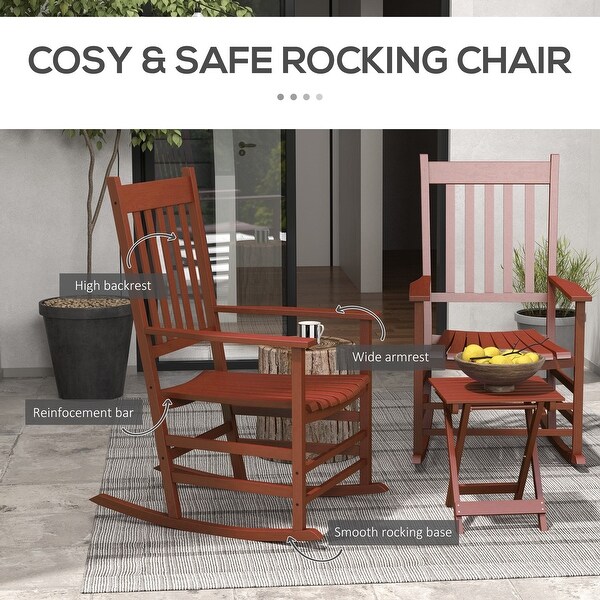 Outdoor Rocking Chair Set of 2 with Side Table