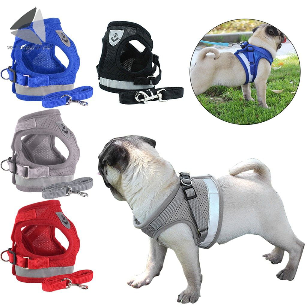 Sixtyshades Step-in Air Dog Harness Pet Vest No Pull No Choke Adjustable Dog Harnesses with Padded Vest， Easy to Put on for Small Dogs Cats (L， Red)