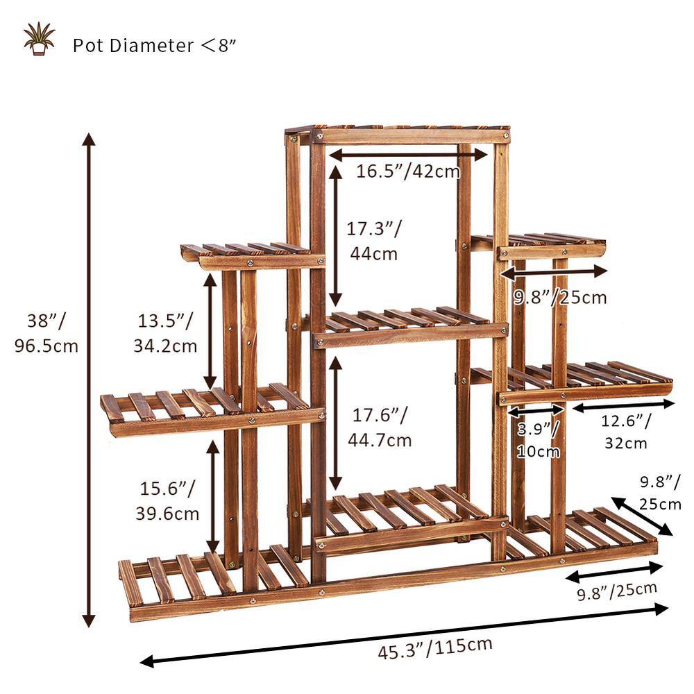 AESOME 9-Tier Plant Stand 38 in. Wood Flower Pot Display Shelf Rack Holder for Patio Garden Lawn Corner Living Room Decor HJ369