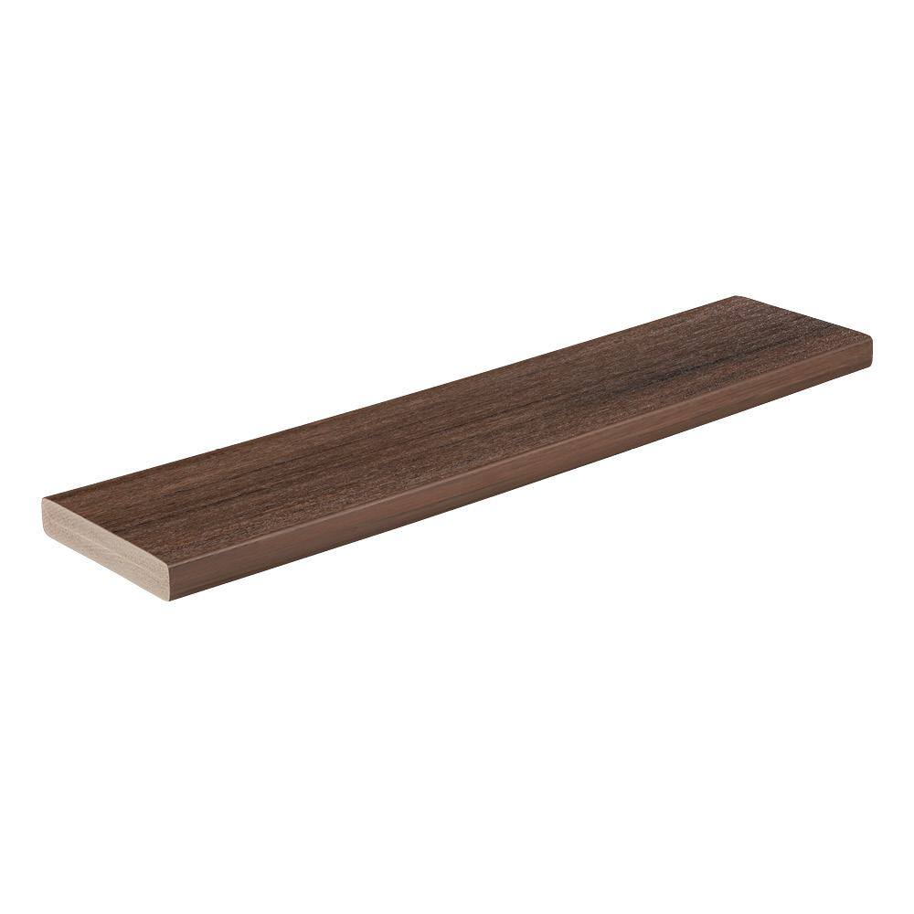 TimberTech Advanced PVC Vintage 54 in. x 6 in. x 1 ft. Square English Walnut PVC Sample (Actual: 1 in. x 5 12 in. x 1 ft.) SAMP-AVC12EW