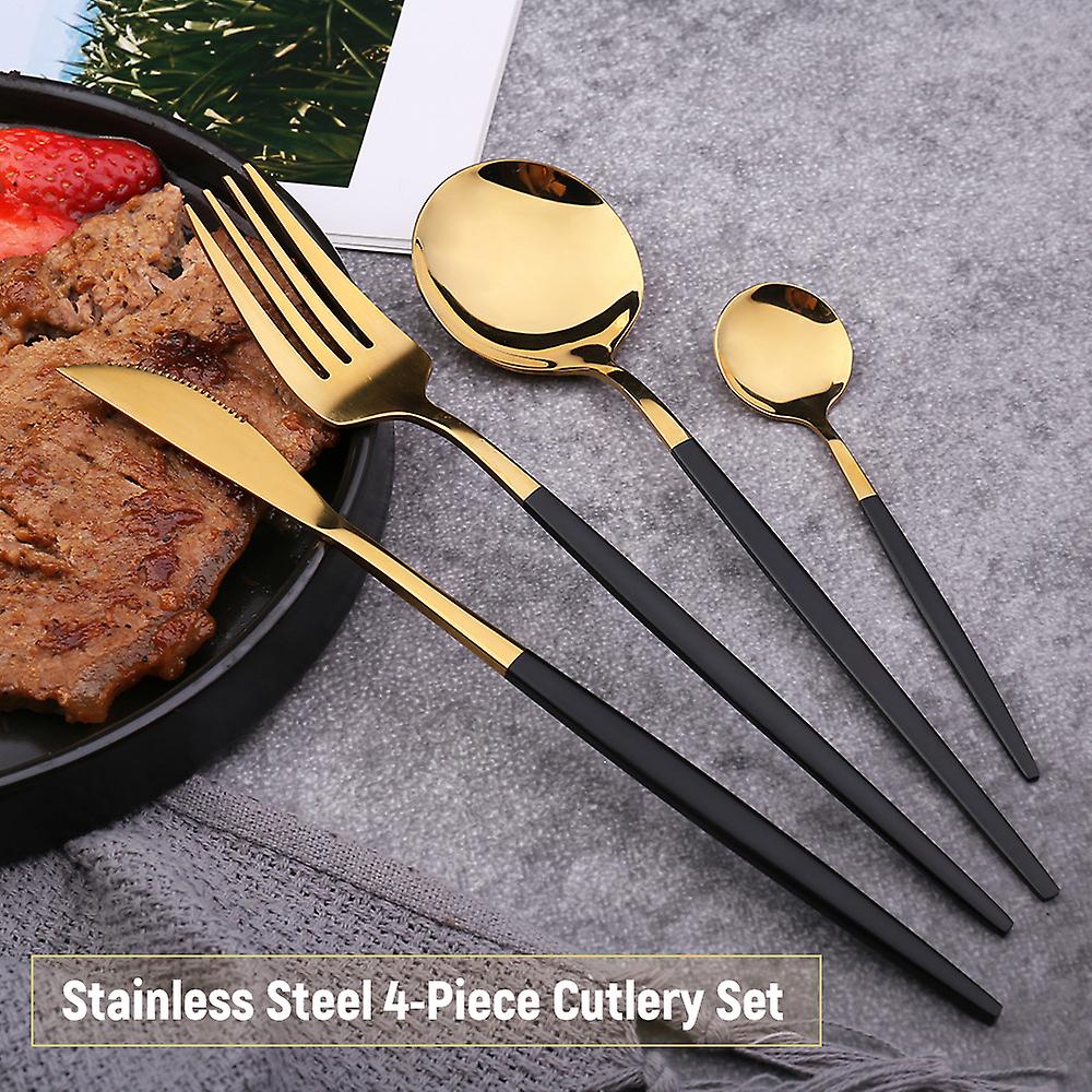 Stainless Steel Cutlery Set 4-piece Mirror Polished Flatware Reusable Utensils Kitchen Tableware Include Knife Fork Spoon For Home Hotel Wedding Festi