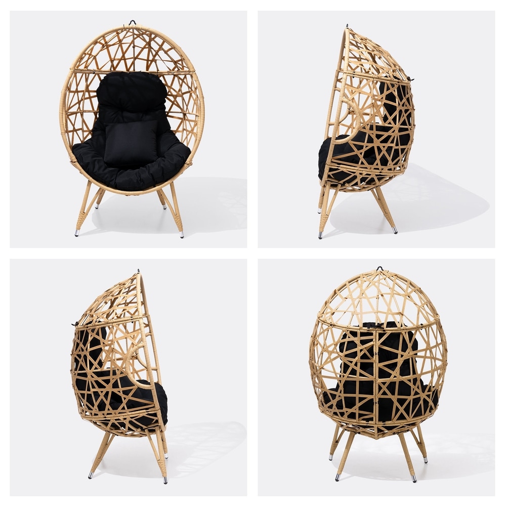 Patio Wicker Basket Egg Chair with Cushion