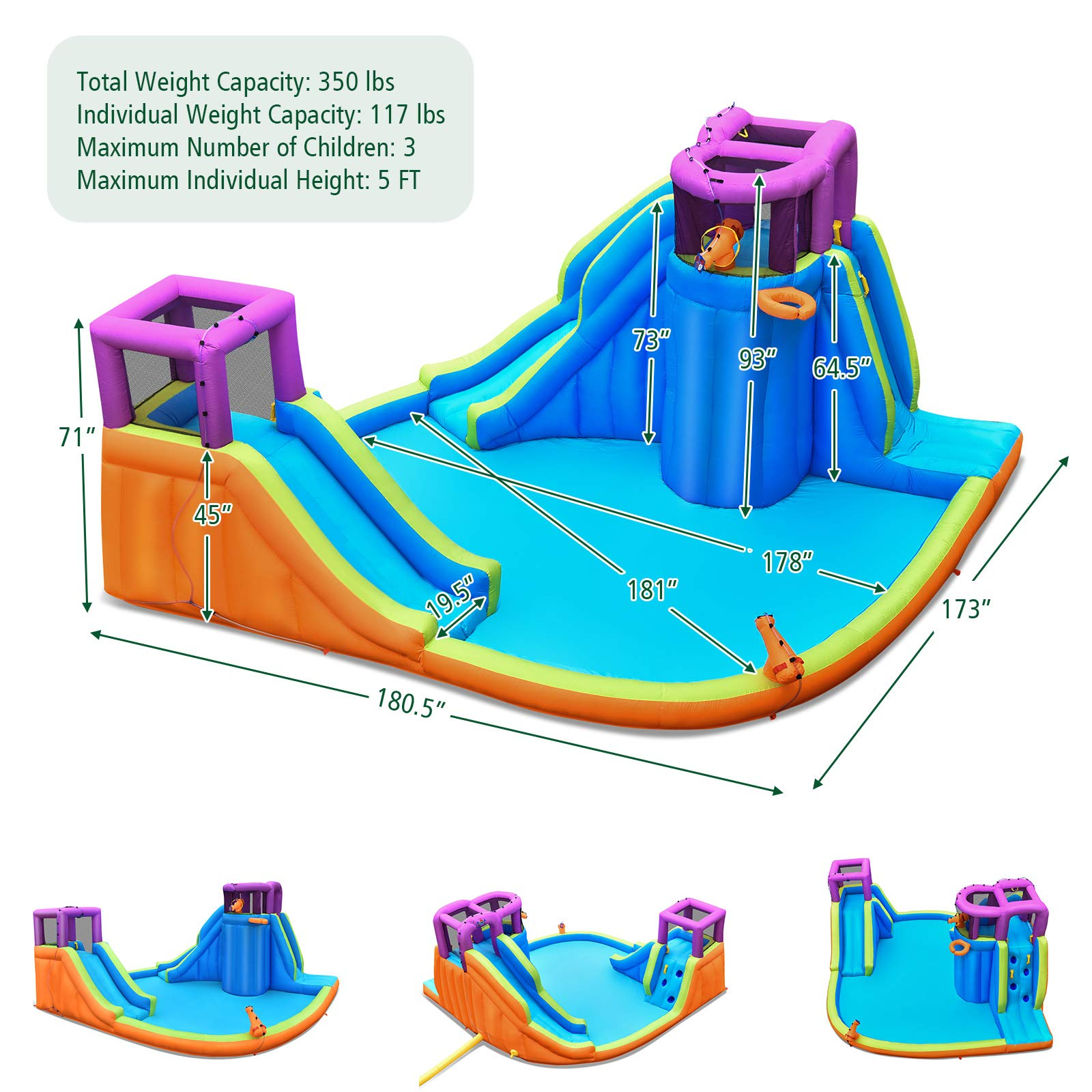 BOUNTECH Inflatable Water Park | Double Water Slide with w/Climbing Wall