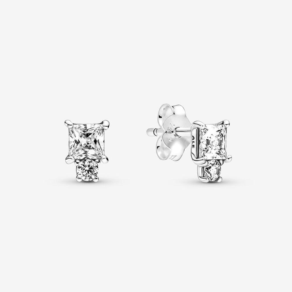 PANDORA  Sparkling Round & Square Earrings