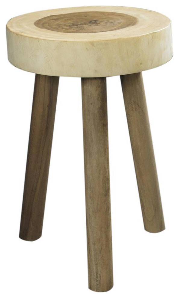 Stool PADMAS PLANTATION Backless Round Top 3 Legged Base Tripod Beige   Rustic   Accent And Garden Stools   by EuroLuxHome  Houzz