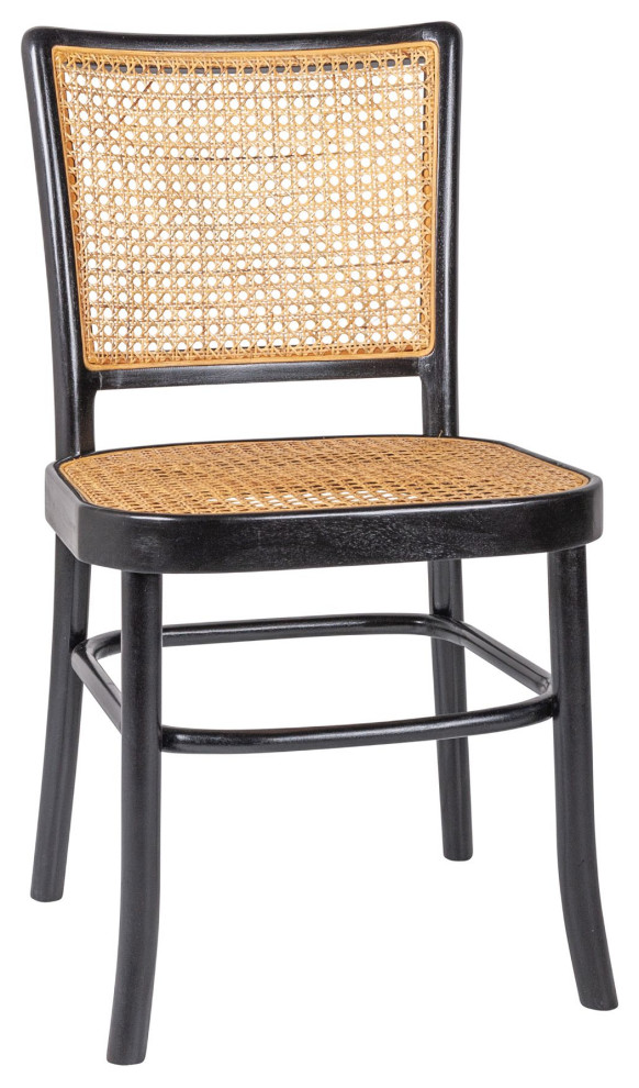 East at Main Pia Black Mahogany  ampNatural Rattan Side Chair (Set of 2)   Tropical   Dining Chairs   by East at Main  Houzz