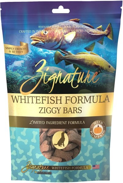 Zignature Whitefish Formula Ziggy Bars Biscuit Dog Treats