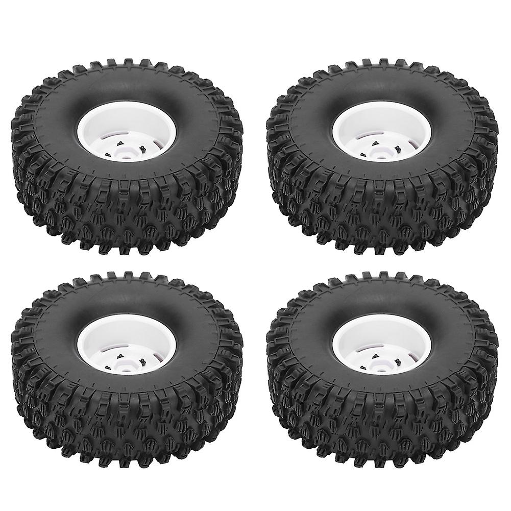 4pcs 1.9 Inch Wheel Rim Rubber Tire Rc Accessory Fit For Axial 1/10 Rc Crawler 120mm Blanc