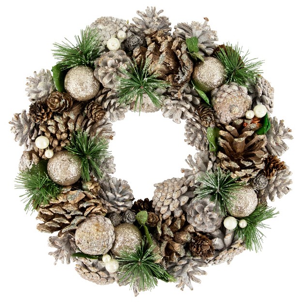 Northlight Green Pine Needle And Pinecone Artificial Christmas Wreath 13 5 inch Unlit