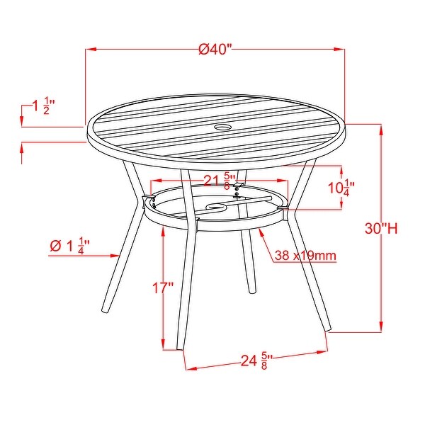 Furniture of America Ariel Natural Tone 40inch Metal Round Patio Dining Table