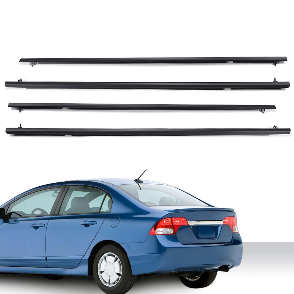 G-Plus Weatherstrip Window Seal Fit for 2006-2011 Honda Civic Outside Trim Seal Belt Black 4Pcs