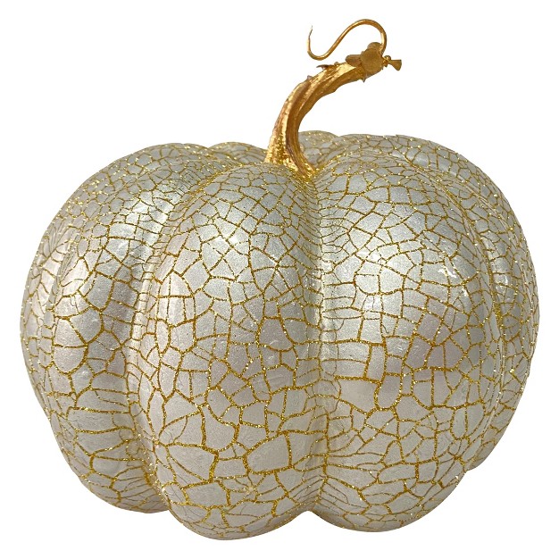 Champagne Gold Crackled Fall Harvest Pumpkin Decoration