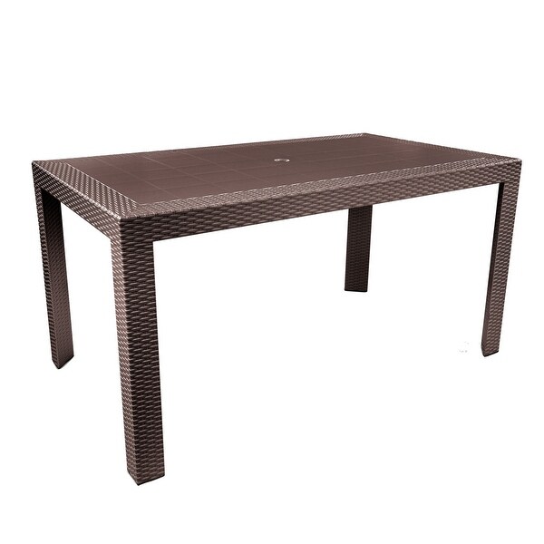 LeisureMod Mace Outdoor Rectangle Dining Table With Umbrella Hole