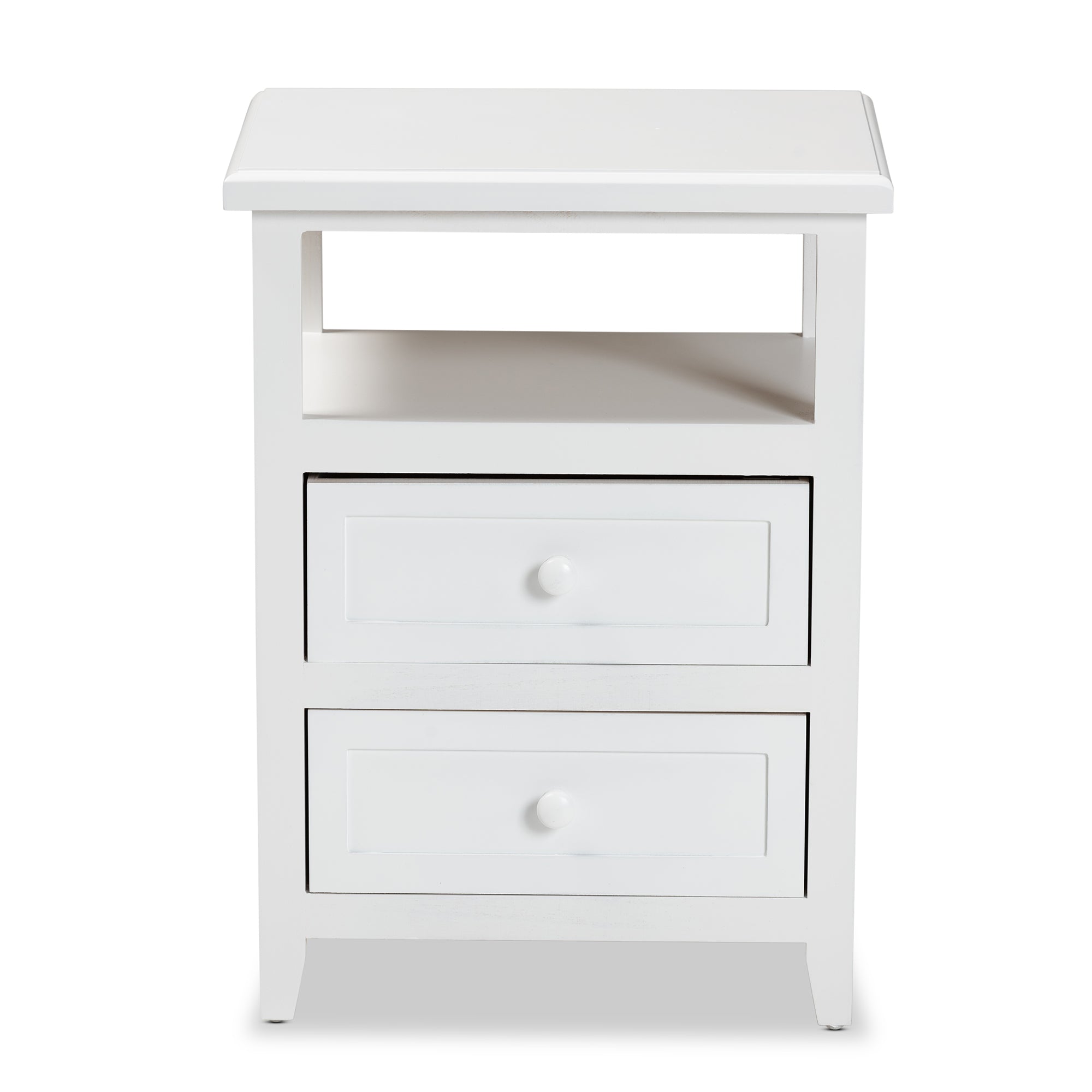 Baxton Studio Karsen Modern and Contemporary White Finished Wood 2-Drawer Nightstand