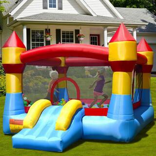 Costway Multi-color Kid Inflatable Bounce House Castle Moonwalk Playhouse Jumper Slide OP70020