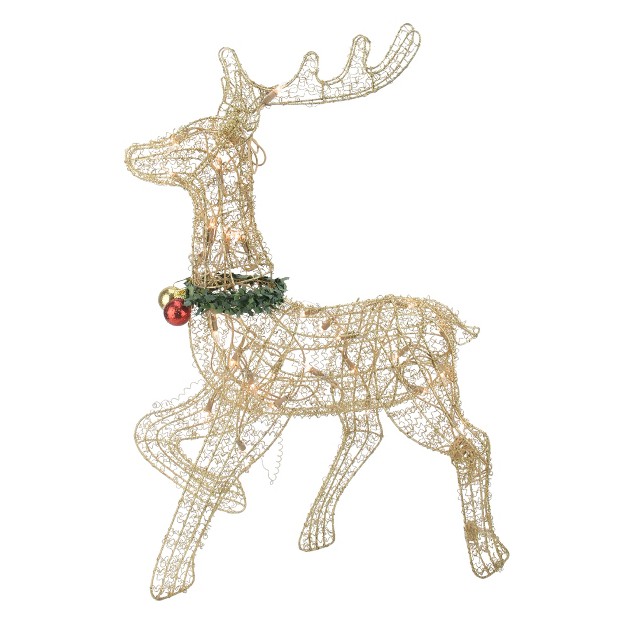 Gold Lighted Prancing Reindeer Christmas Outdoor Decoration