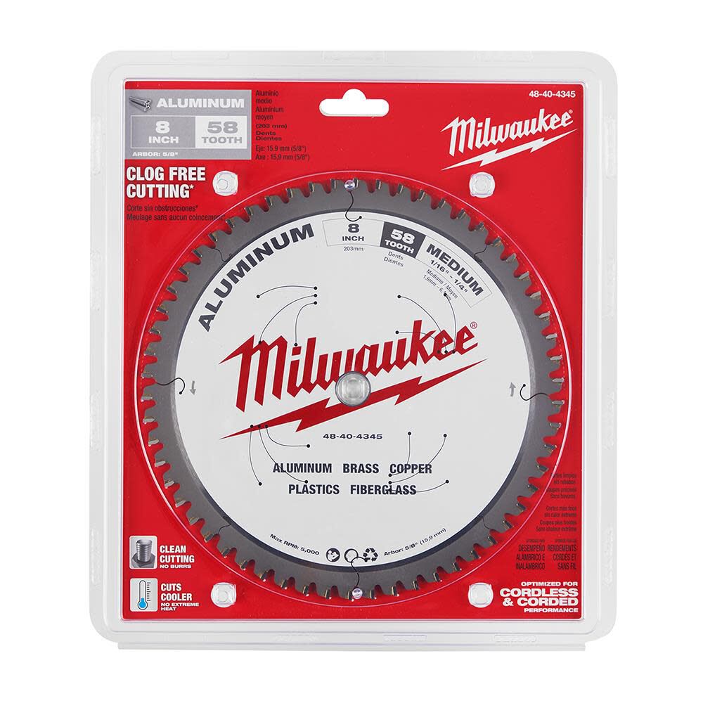 MW 8 in. Aluminum Cutting Circular Saw Blade 48-40-4345 from MW