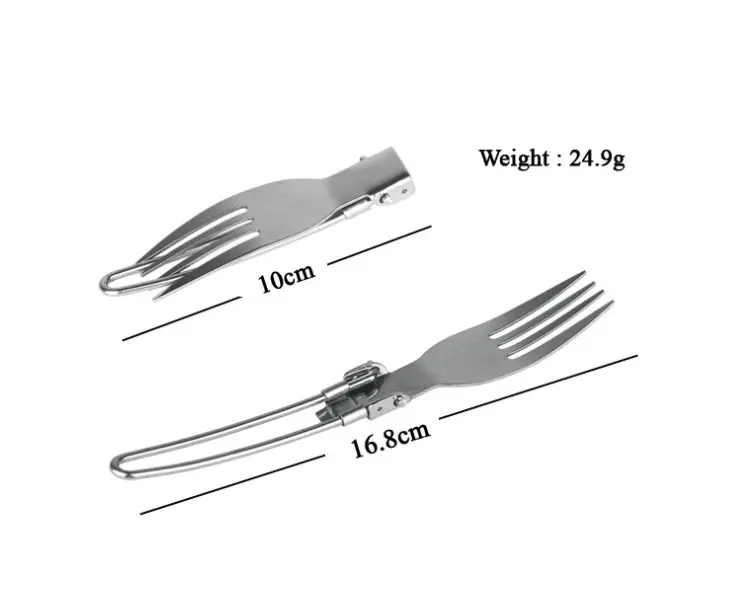 3pcs Camp Flatware Sets Foldable Locking Handle Stainless Steel Spoon Fork Knife  for Traveling Picnic Hiking