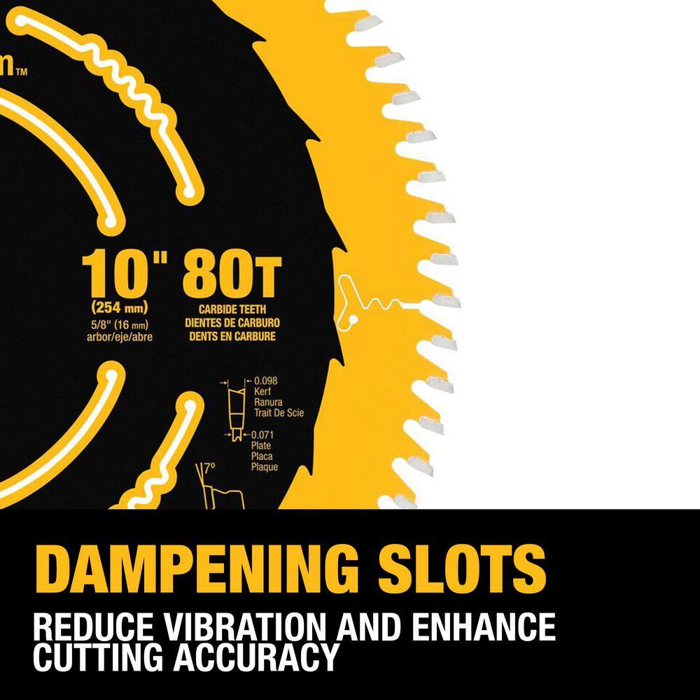 DW Precision Trim Coated Thin Kerf 10 in. 80-Teeth ATB Fine Crosscut DW3218PT