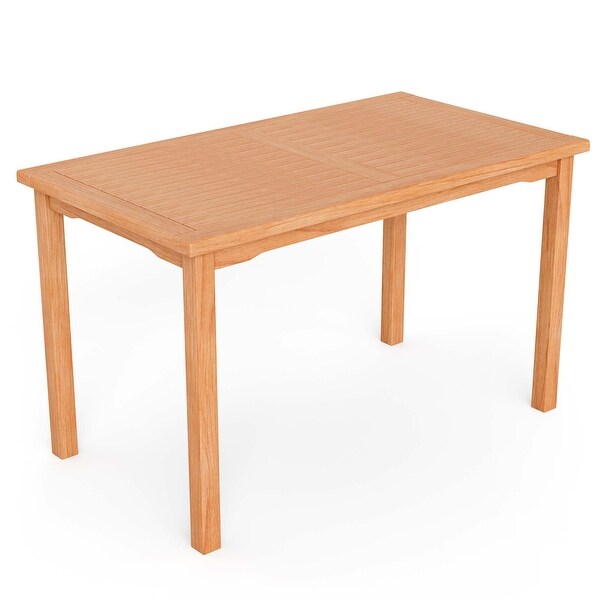 Costway Patio Rectangle Dining Table Indonesia Teak Wood Spacious