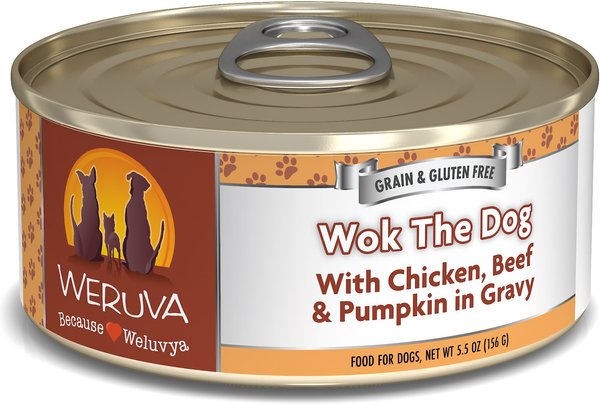 Weruva Wok the Dog with Chicken， Beef and Pumpkin in Gravy Grain-Free Canned Dog Food